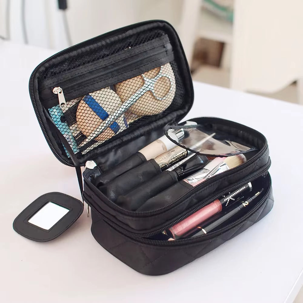 Women'S Cosmetic Bag Double Layer Waterproof Makeup Bag Travel Essentials Organizer Large Capacity Multifunction Toiletry Bag