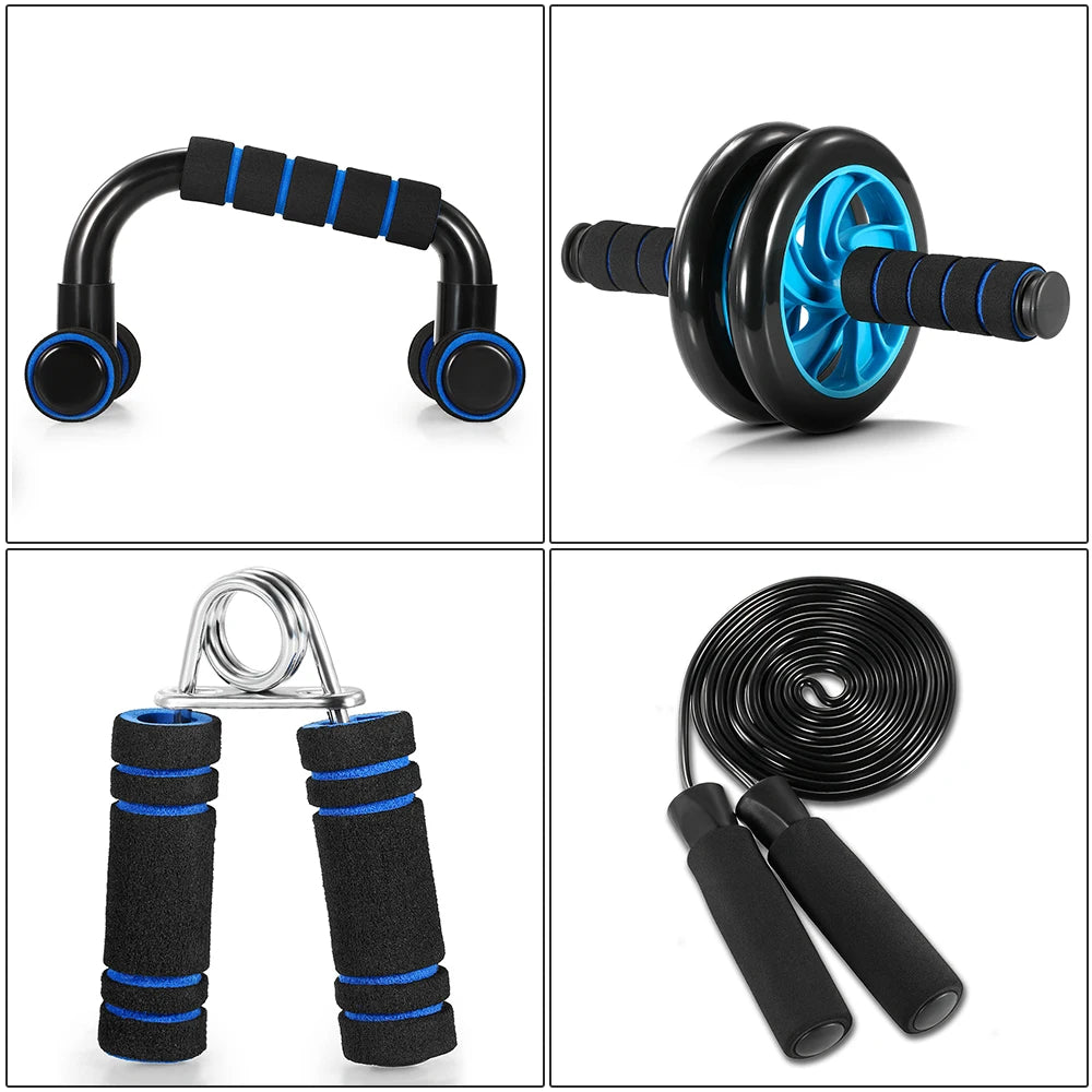 Stylique Glow™ Elite 5-in-1 Home Workout Set – Ab Wheel, Push-Up Stand & Core Strength Training Kit