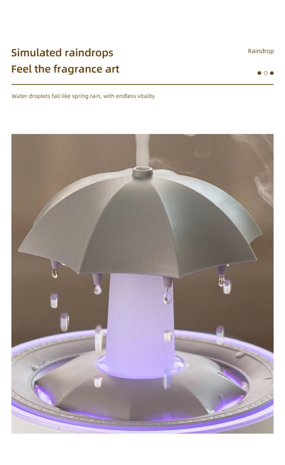 Stylique Glow Umbrella Water Drop Diffuser – Ultrasonic Humidifier with LED Lights & Essential Oil Aromatherapy