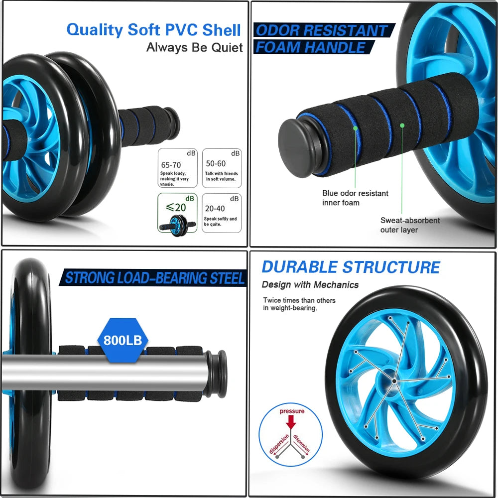 Stylique Glow™ Elite 5-in-1 Home Workout Set – Ab Wheel, Push-Up Stand & Core Strength Training Kit