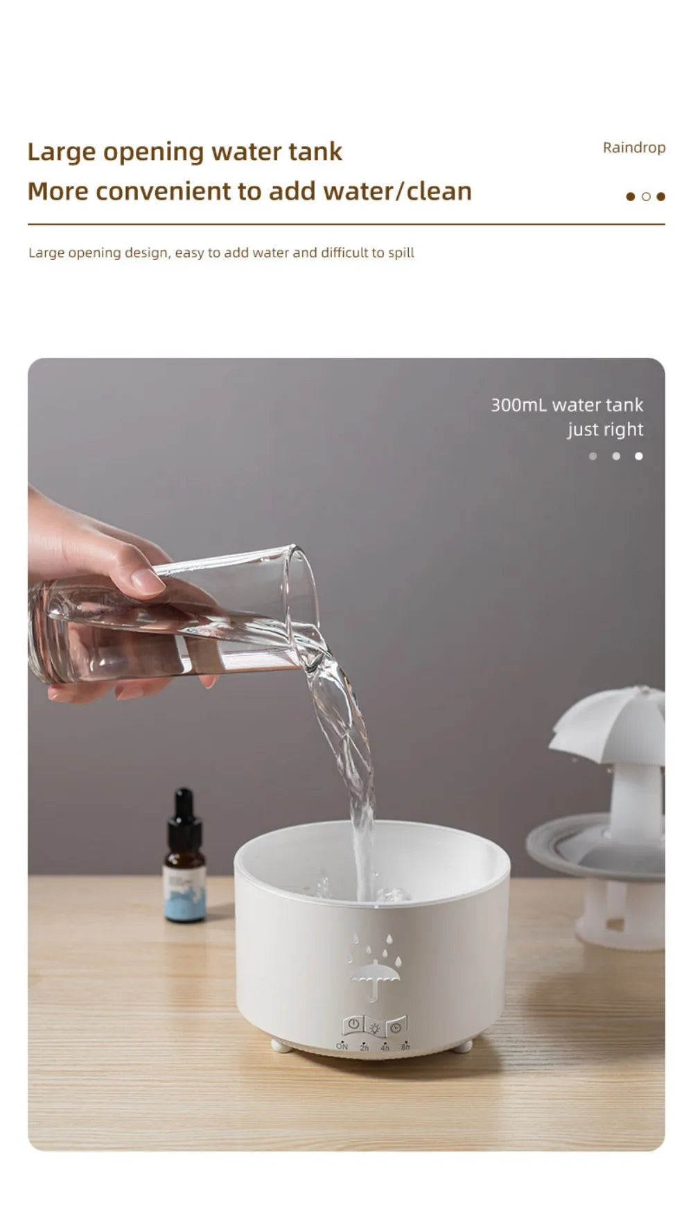 Stylique Glow Umbrella Water Drop Diffuser – Ultrasonic Humidifier with LED Lights & Essential Oil Aromatherapy