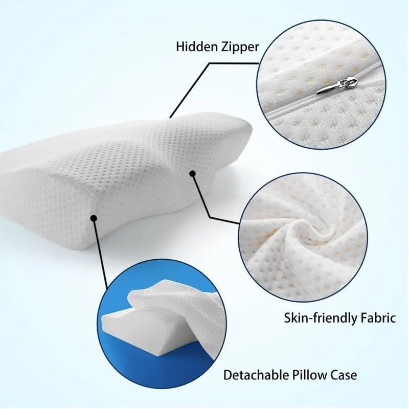 Stylique Glow™ Butterfly Memory Foam Pillow – Orthopedic Neck & Spine Support for Restful Sleep