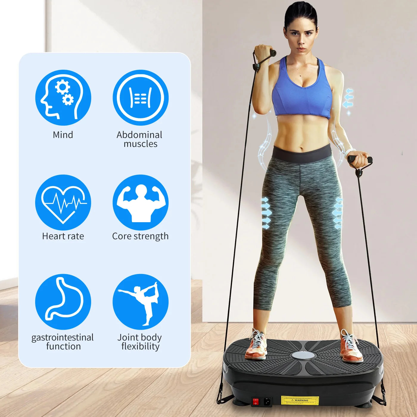 Stylique Glow Vibration Plate Machine – Whole Body Slimming & Fitness with Resistance Bands & Remote
