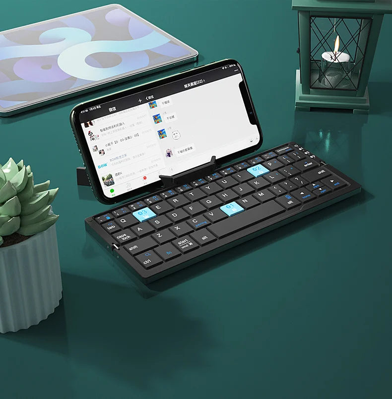 BOW Foldable Bluetooth Keyboard – Portable Mini Wireless Aluminum Keypad with Stand | 50% OFF