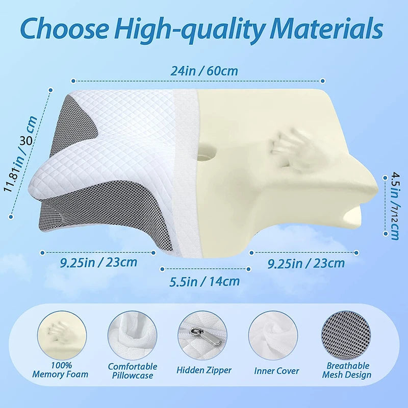 Stylique Glow™ 2-in-1 Orthopedic Memory Foam Pillow – Premium Contour Neck Support for Pain-Free Sleep