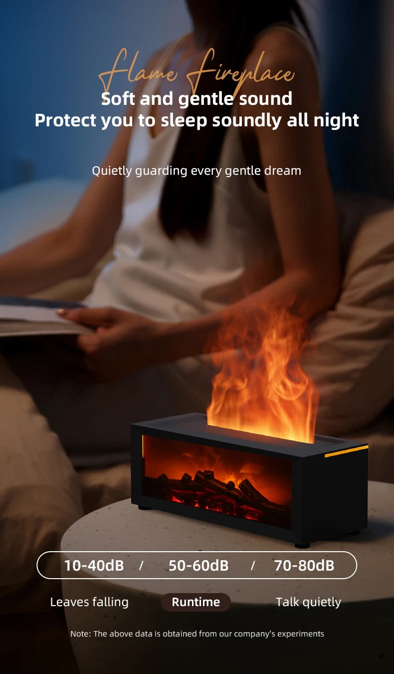 Stylique Glow Flame Aroma Diffuser – LED Fireplace Humidifier with Remote & Essential Oil Function