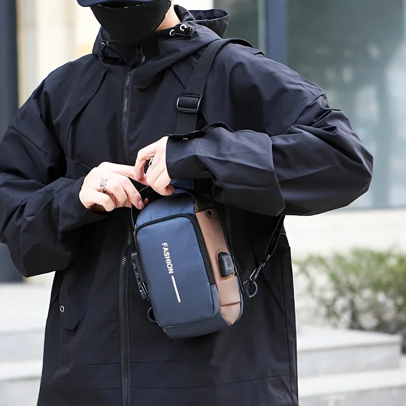 Stylique Glow™ UrbanEdge Sling Bag – Waterproof Men's Crossbody Chest Pack with Phone Pocket