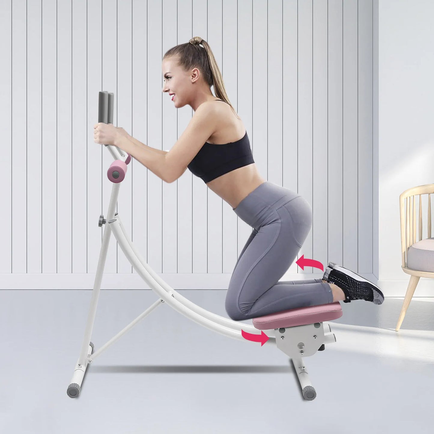 Stylique Glow™ Foldable Ab Machine – 330lbs Core Sculptor for Luxury Home Fitness