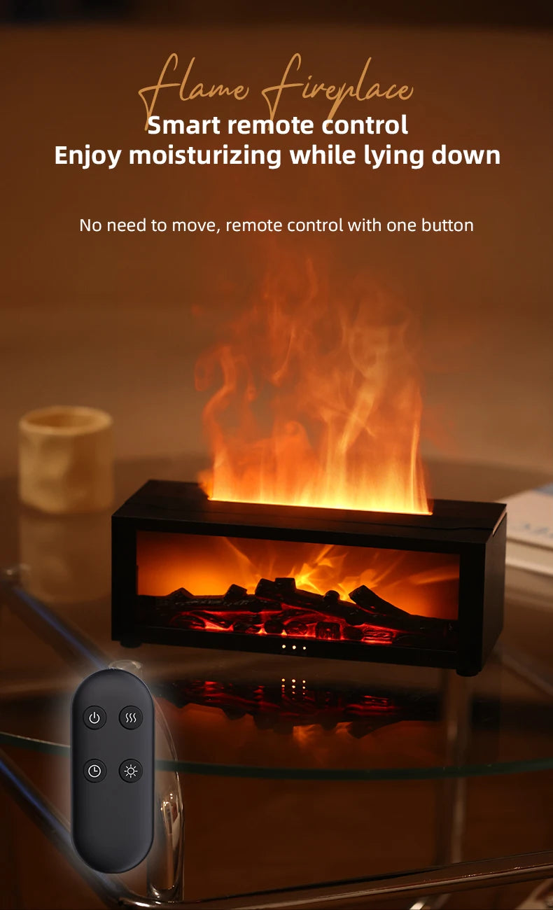 Stylique Glow Flame Aroma Diffuser – LED Fireplace Humidifier with Remote & Essential Oil Function