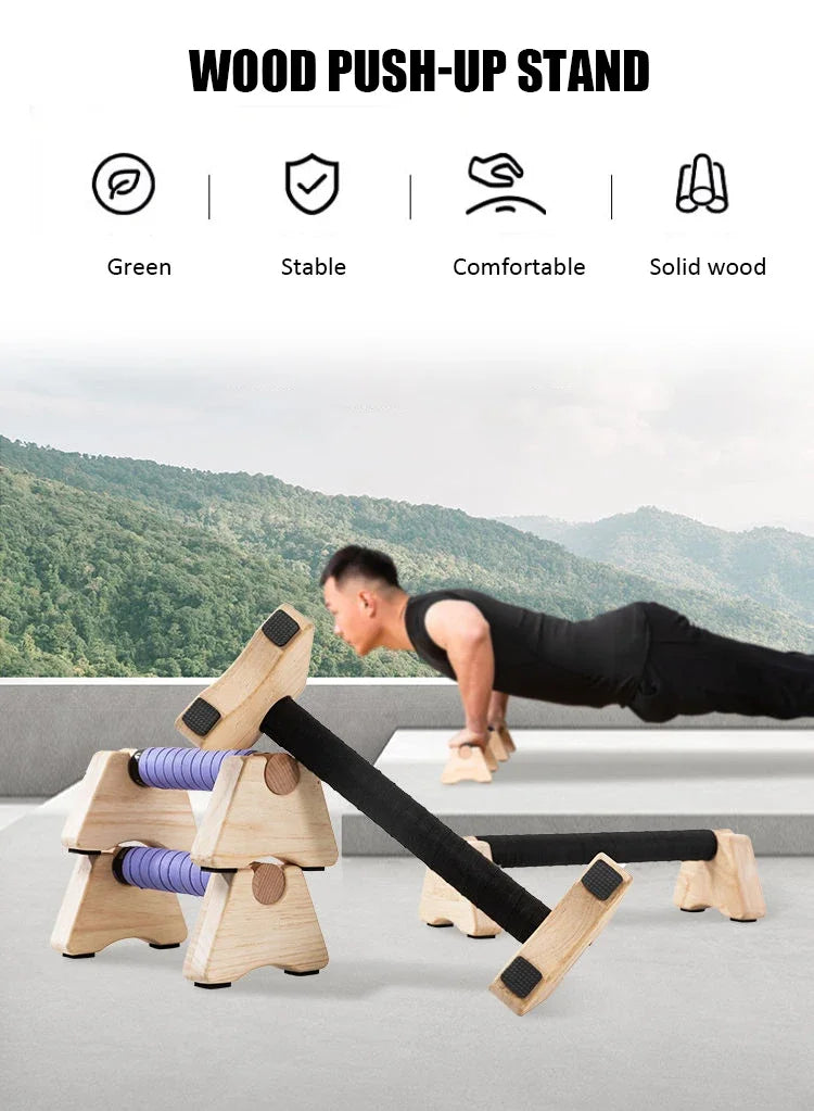 Stylique Glow™ Premium Wooden Push-Up Stand – Non-Slip Beech Wood Parallettes for Home Strength & Calisthenics Training