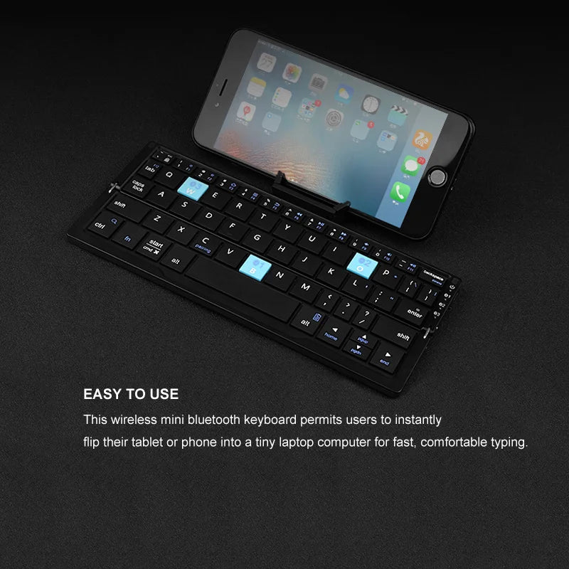 BOW Foldable Bluetooth Keyboard – Portable Mini Wireless Aluminum Keypad with Stand | 50% OFF