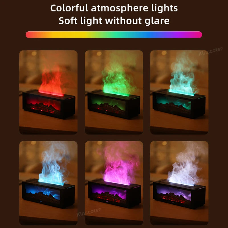 Stylique Glow Flame Aroma Diffuser – LED Fireplace Humidifier with Remote & Essential Oil Function