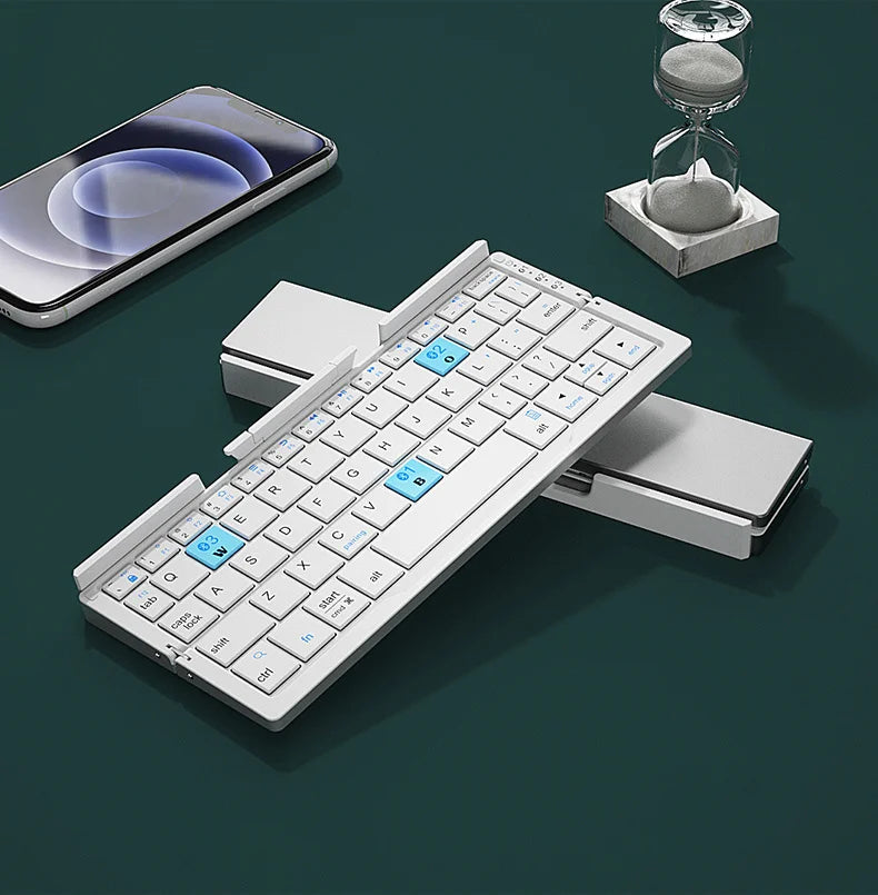BOW Foldable Bluetooth Keyboard – Portable Mini Wireless Aluminum Keypad with Stand | 50% OFF