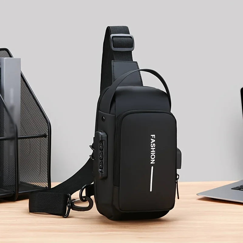 Stylique Glow™ UrbanEdge Sling Bag – Waterproof Men's Crossbody Chest Pack with Phone Pocket
