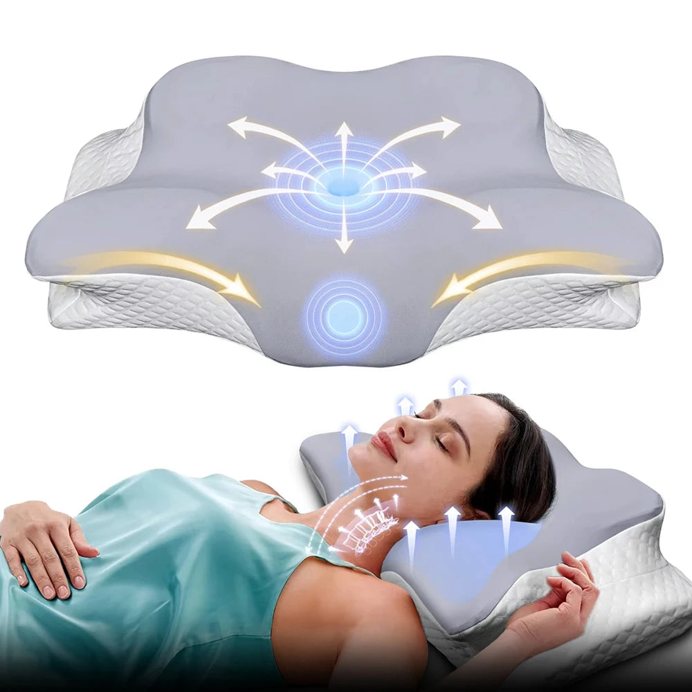 Stylique Glow™ Butterfly Memory Foam Pillow – Orthopedic Neck Relief for Deep Sleep Comfort