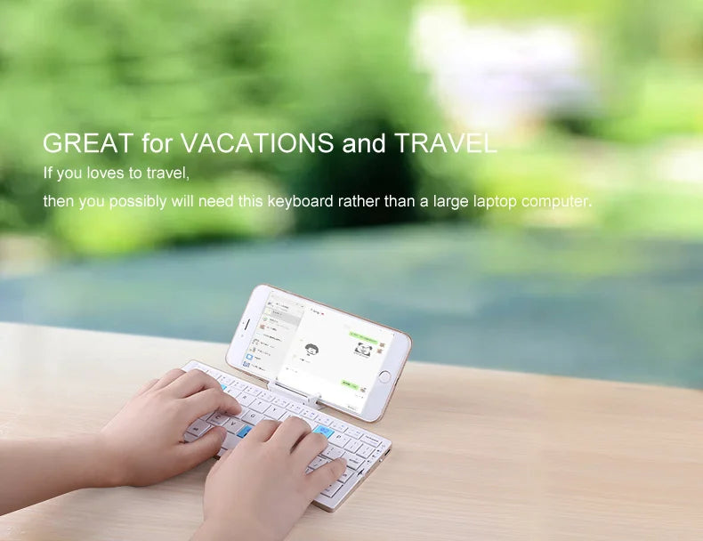 BOW Foldable Bluetooth Keyboard – Portable Mini Wireless Aluminum Keypad with Stand | 50% OFF