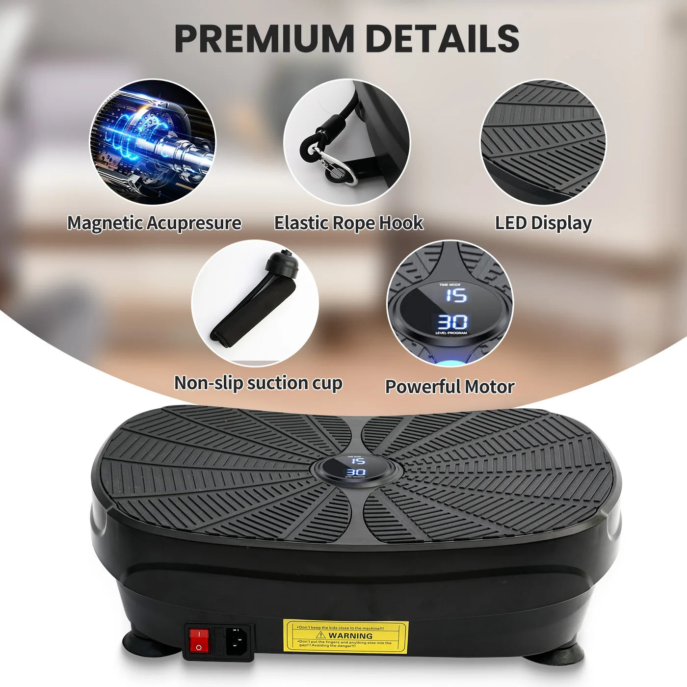Stylique Glow Vibration Plate Machine – Whole Body Slimming & Fitness with Resistance Bands & Remote