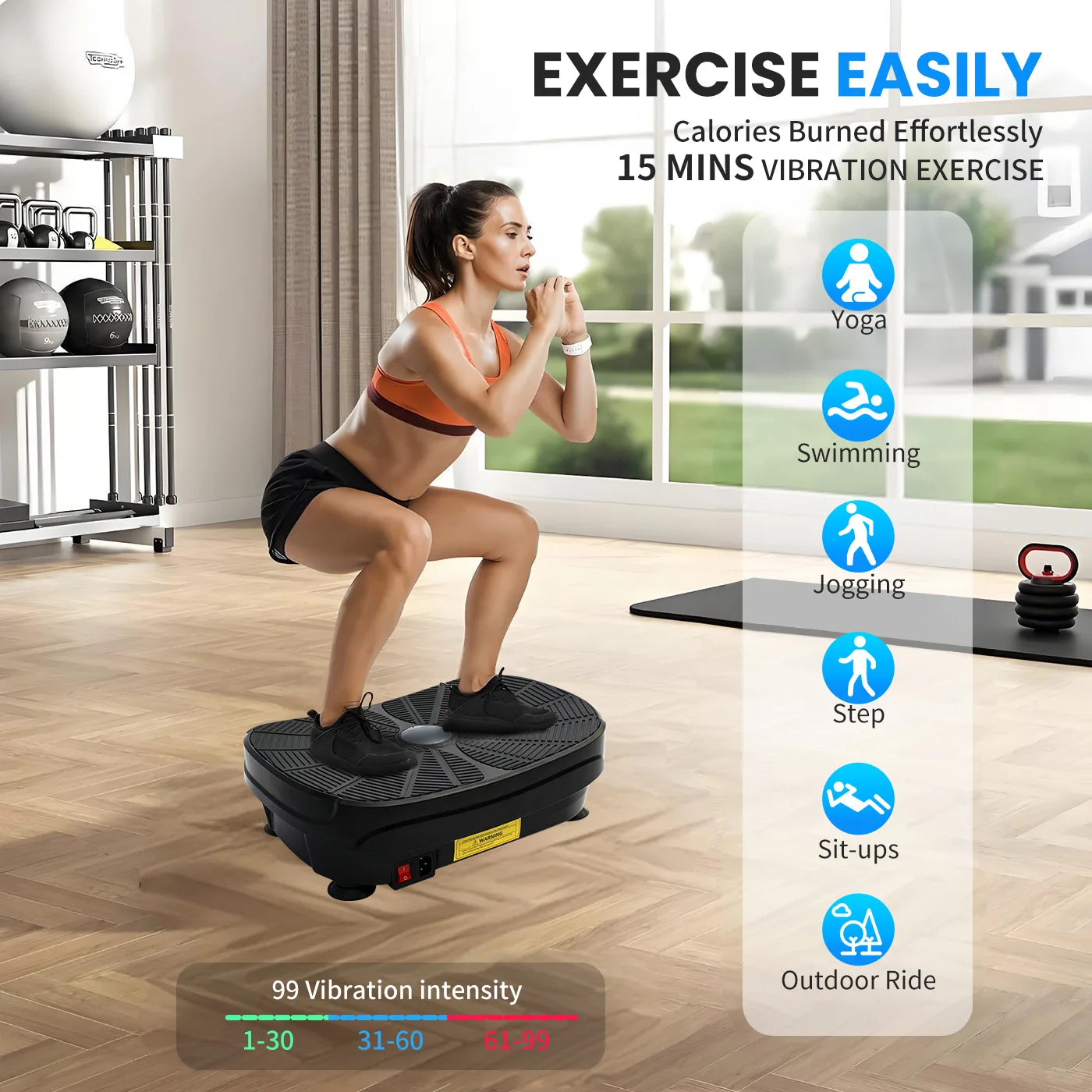 Stylique Glow Vibration Plate Machine – Whole Body Slimming & Fitness with Resistance Bands & Remote