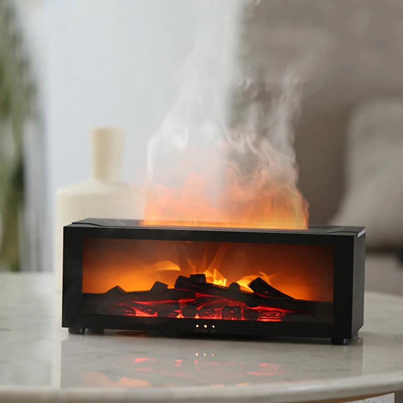 Stylique Glow Flame Aroma Diffuser – LED Fireplace Humidifier with Remote & Essential Oil Function