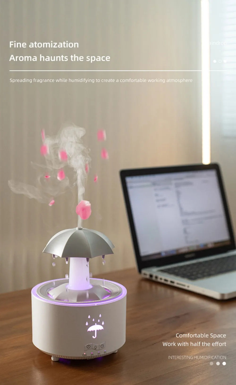 Stylique Glow Umbrella Water Drop Diffuser – Ultrasonic Humidifier with LED Lights & Essential Oil Aromatherapy