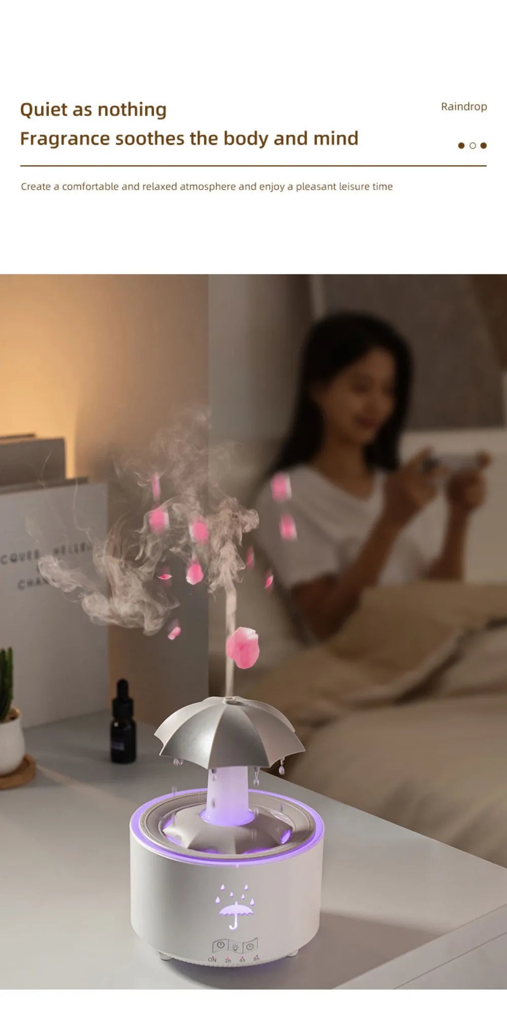 Stylique Glow Umbrella Water Drop Diffuser – Ultrasonic Humidifier with LED Lights & Essential Oil Aromatherapy