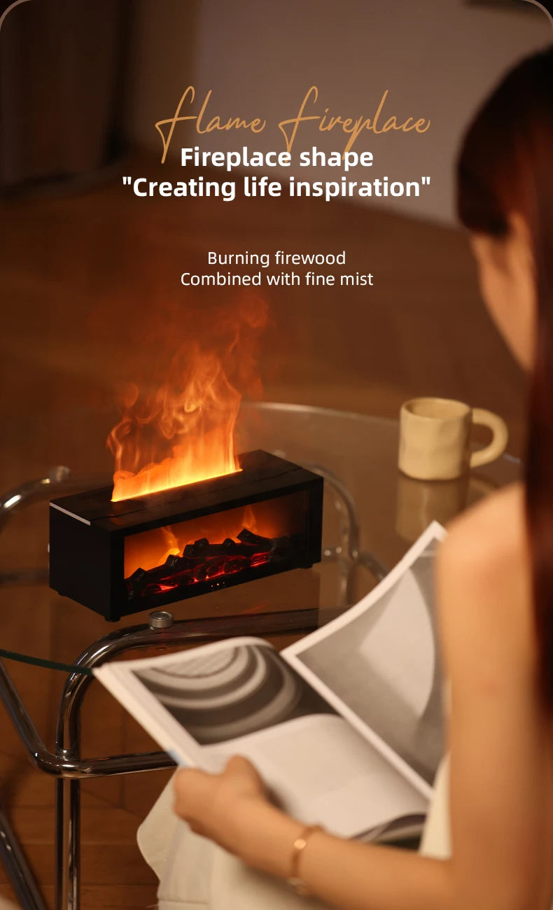 Stylique Glow Flame Aroma Diffuser – LED Fireplace Humidifier with Remote & Essential Oil Function