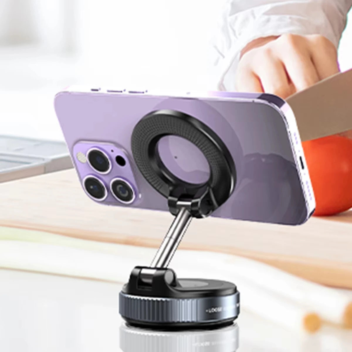 Stylique Glow™ 360° Luxe Magnetic Car Phone Holder – Premium Vacuum Suction Mount