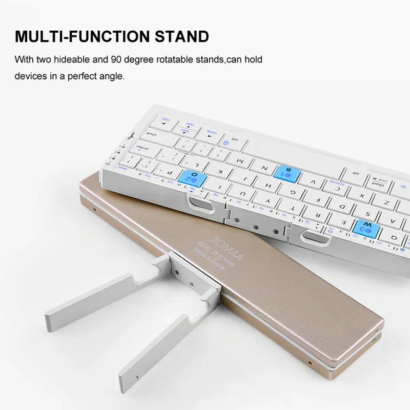 BOW Foldable Bluetooth Keyboard – Portable Mini Wireless Aluminum Keypad with Stand | 50% OFF