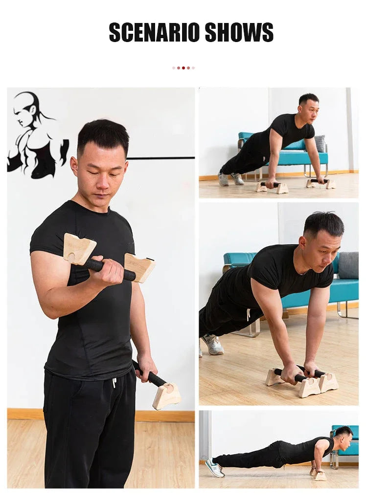 Stylique Glow™ Premium Wooden Push-Up Stand – Non-Slip Beech Wood Parallettes for Home Strength & Calisthenics Training