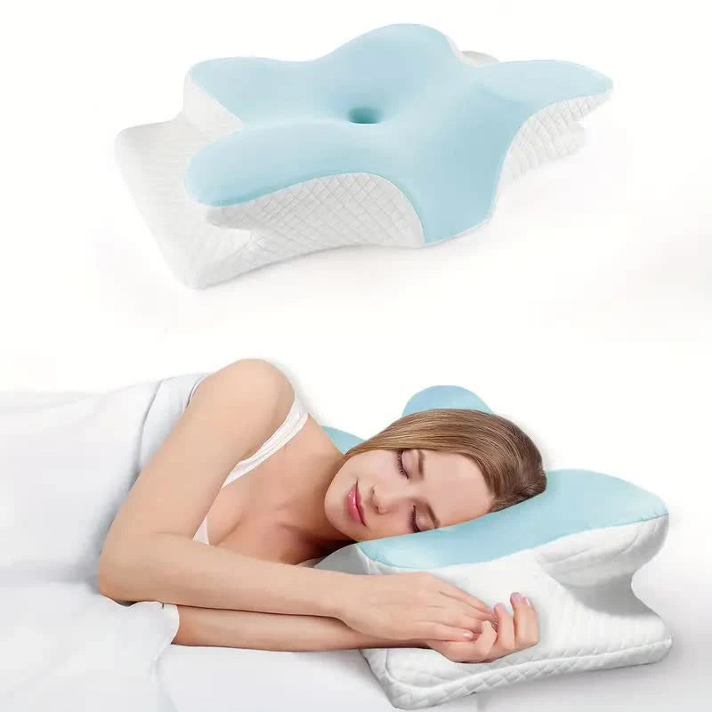 Stylique Glow™ Butterfly Memory Foam Pillow – Orthopedic Neck Relief for Deep Sleep Comfort