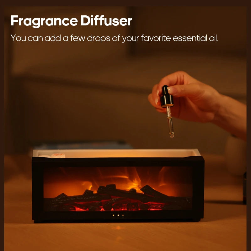 Stylique Glow Flame Aroma Diffuser – LED Fireplace Humidifier with Remote & Essential Oil Function