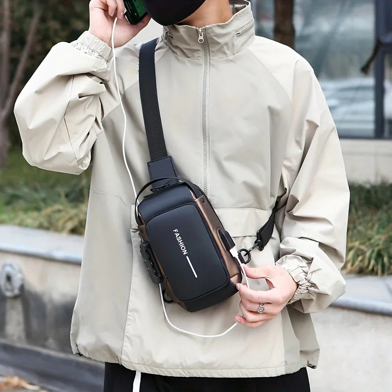 Stylique Glow™ UrbanEdge Sling Bag – Waterproof Men's Crossbody Chest Pack with Phone Pocket