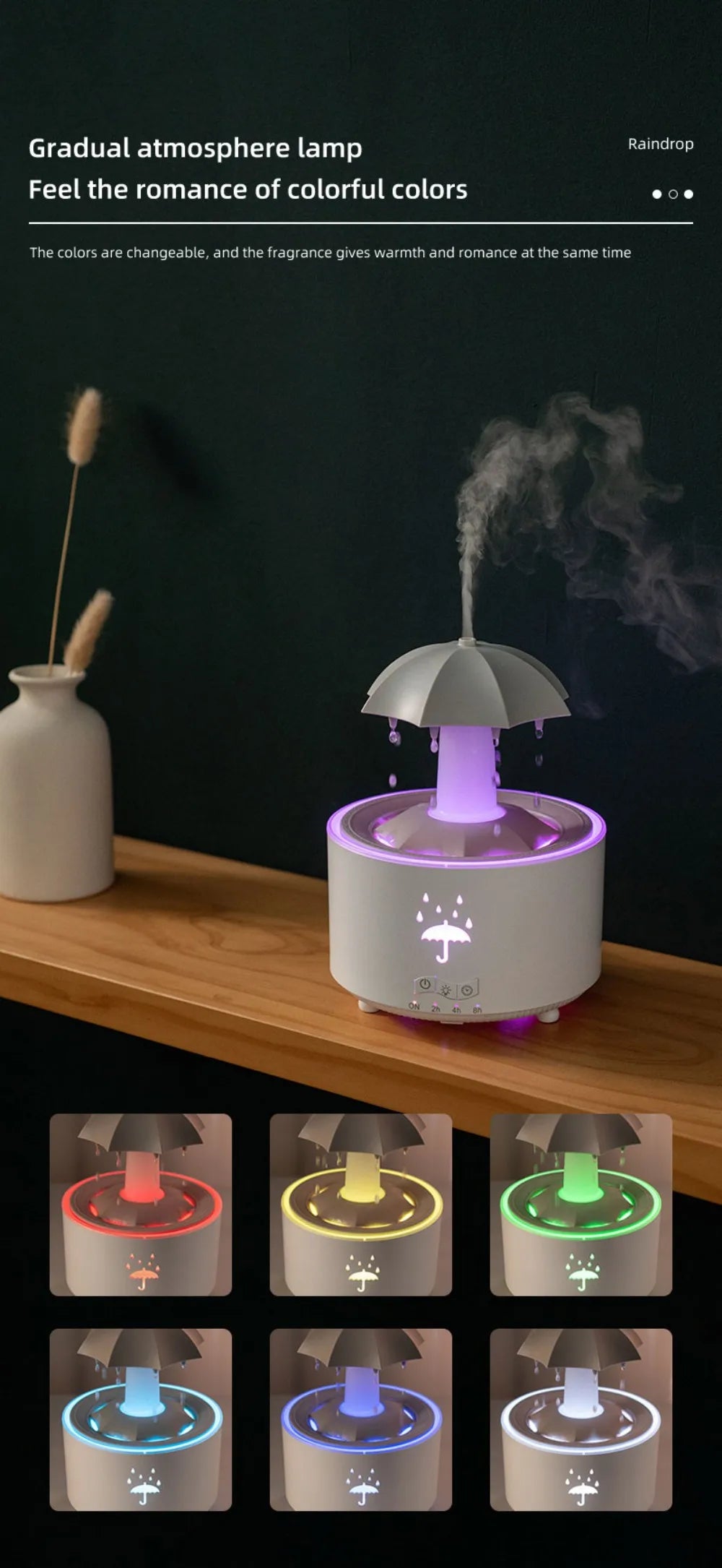 Stylique Glow Umbrella Water Drop Diffuser – Ultrasonic Humidifier with LED Lights & Essential Oil Aromatherapy