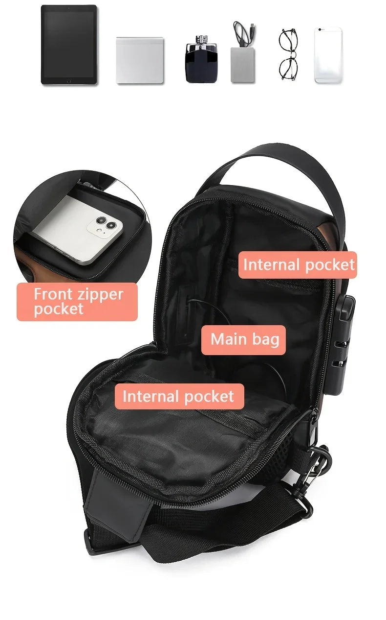 Stylique Glow™ UrbanEdge Sling Bag – Waterproof Men's Crossbody Chest Pack with Phone Pocket