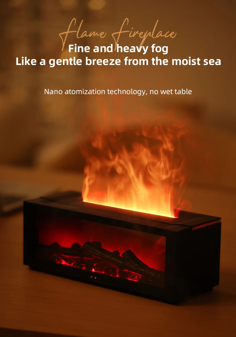 Stylique Glow Flame Aroma Diffuser – LED Fireplace Humidifier with Remote & Essential Oil Function