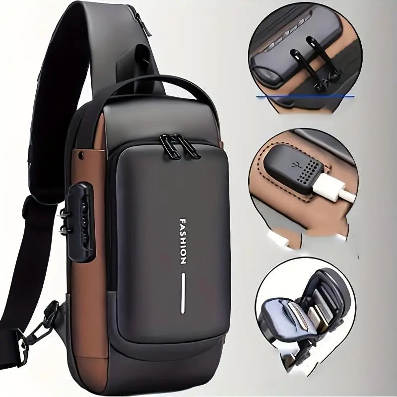 Stylique Glow™ Anti-Theft Urban Crossbody – Men's Oxford Chest Sling Bag for Commute & Casual Style