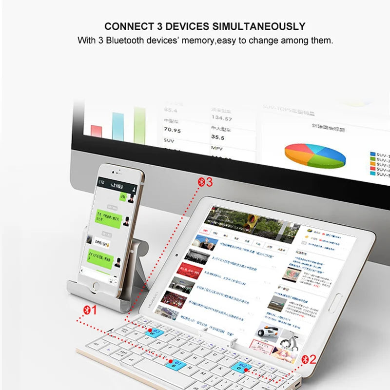 BOW Foldable Bluetooth Keyboard – Portable Mini Wireless Aluminum Keypad with Stand | 50% OFF