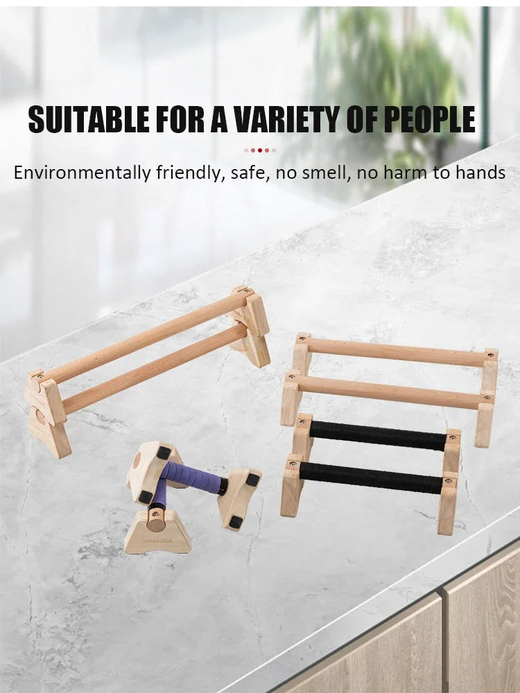 Stylique Glow™ Premium Wooden Push-Up Stand – Non-Slip Beech Wood Parallettes for Home Strength & Calisthenics Training