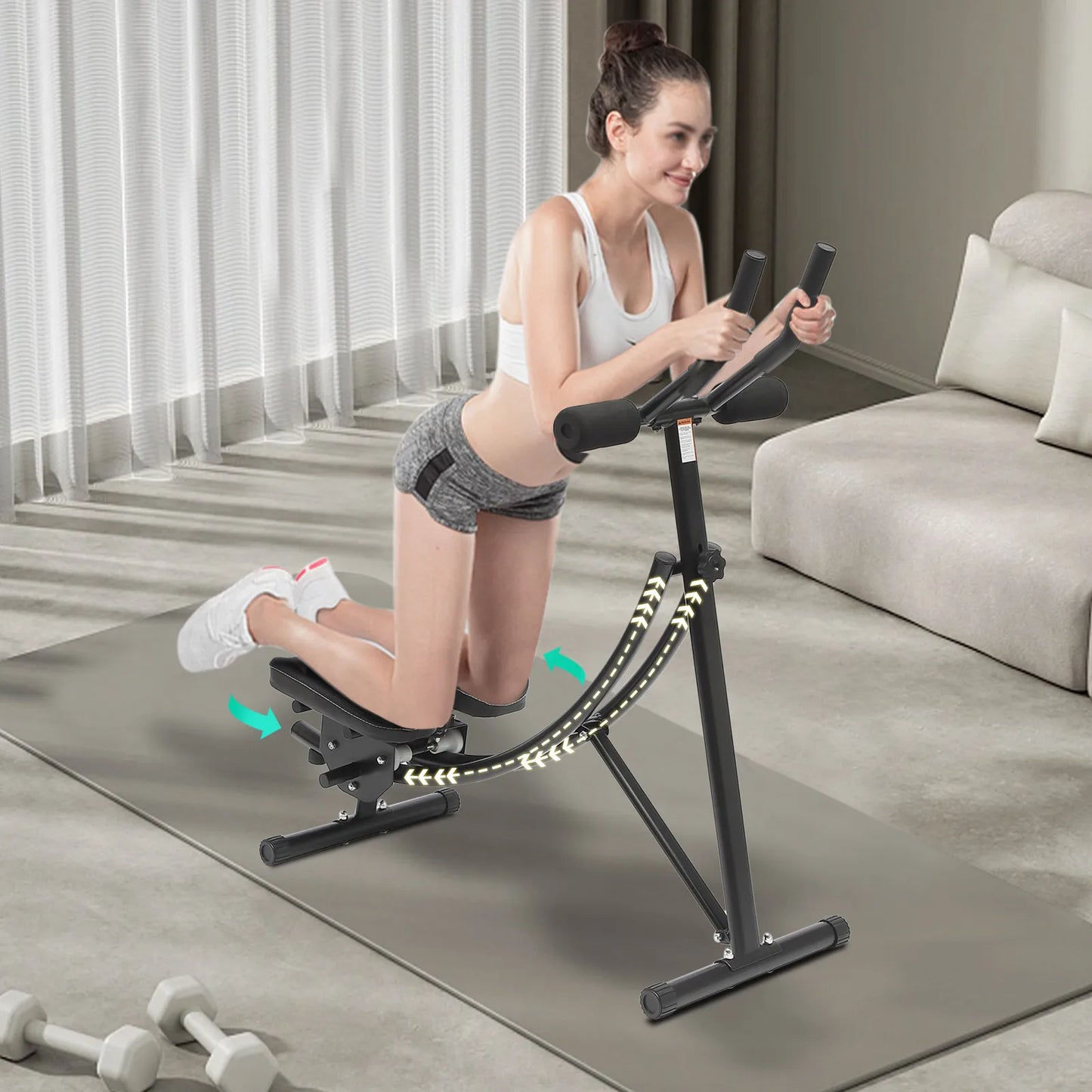 Stylique Glow™ Foldable Ab Machine – 330lbs Core Sculptor for Luxury Home Fitness
