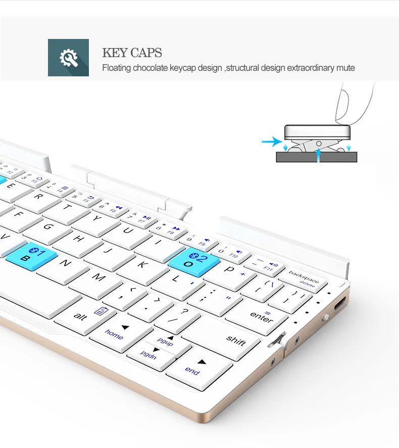 BOW Foldable Bluetooth Keyboard – Portable Mini Wireless Aluminum Keypad with Stand | 50% OFF