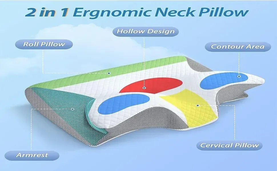Stylique Glow™ Butterfly Cervical Memory Foam Pillow – Orthopedic Neck Relief & Deep Sleep Support