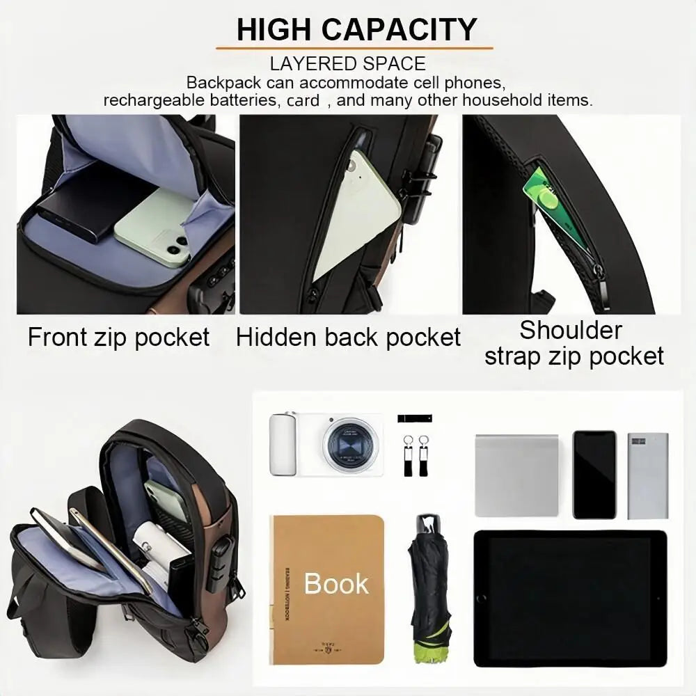 Stylique Glow™ Anti-Theft Urban Crossbody – Men's Oxford Chest Sling Bag for Commute & Casual Style