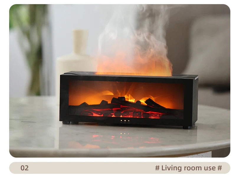 Stylique Glow Flame Aroma Diffuser – LED Fireplace Humidifier with Remote & Essential Oil Function