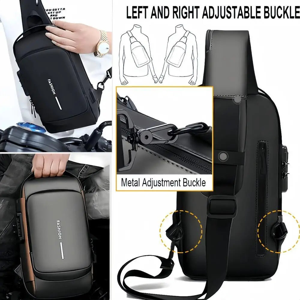 Stylique Glow™ Anti-Theft Urban Crossbody – Men's Oxford Chest Sling Bag for Commute & Casual Style