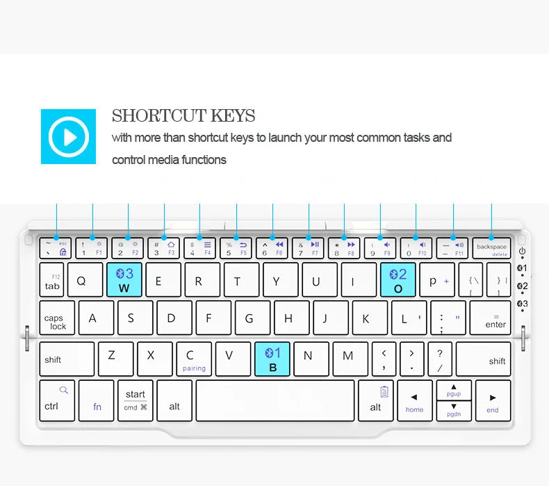 BOW Foldable Bluetooth Keyboard – Portable Mini Wireless Aluminum Keypad with Stand | 50% OFF