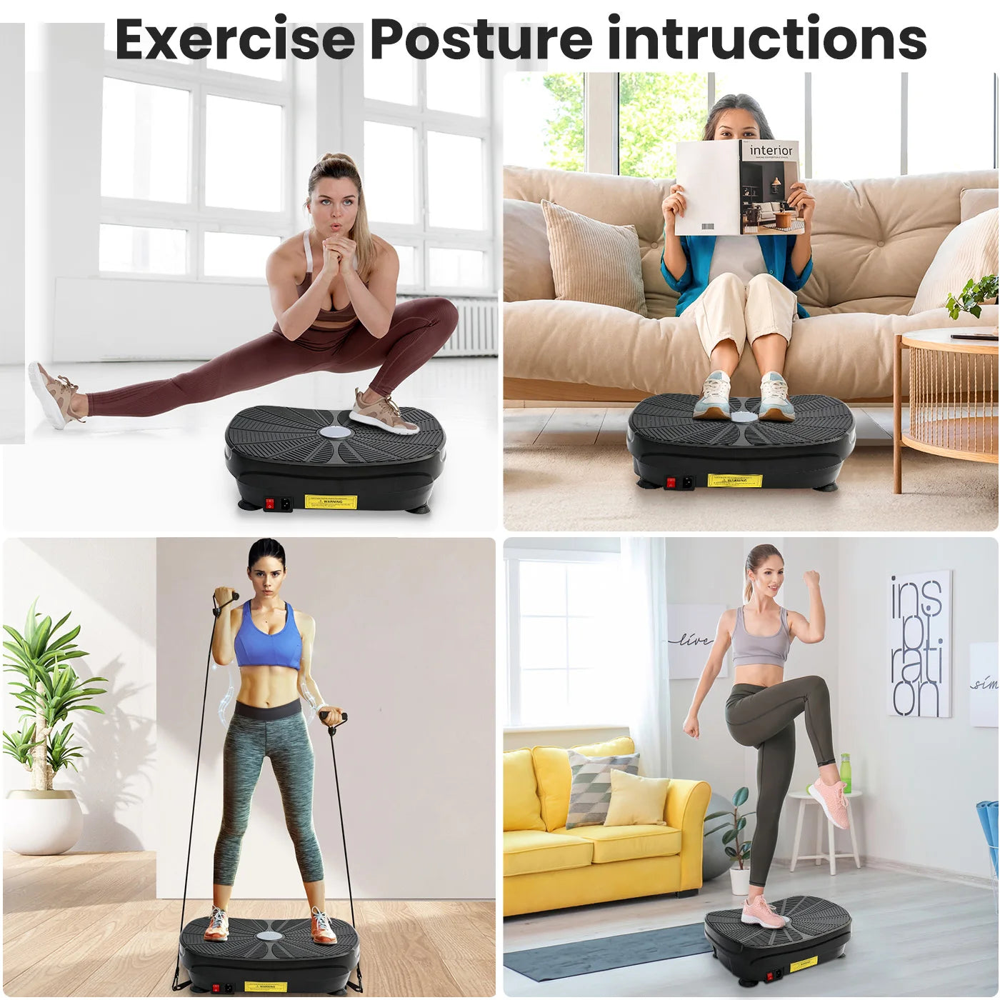 Stylique Glow Vibration Plate Machine – Whole Body Slimming & Fitness with Resistance Bands & Remote