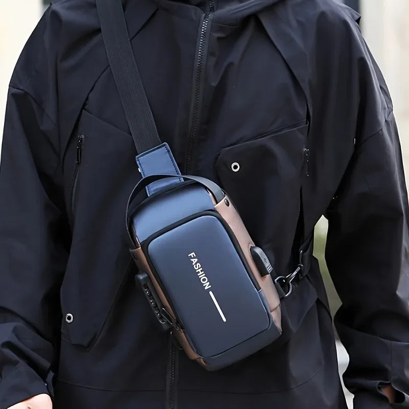 Stylique Glow™ UrbanEdge Sling Bag – Waterproof Men's Crossbody Chest Pack with Phone Pocket