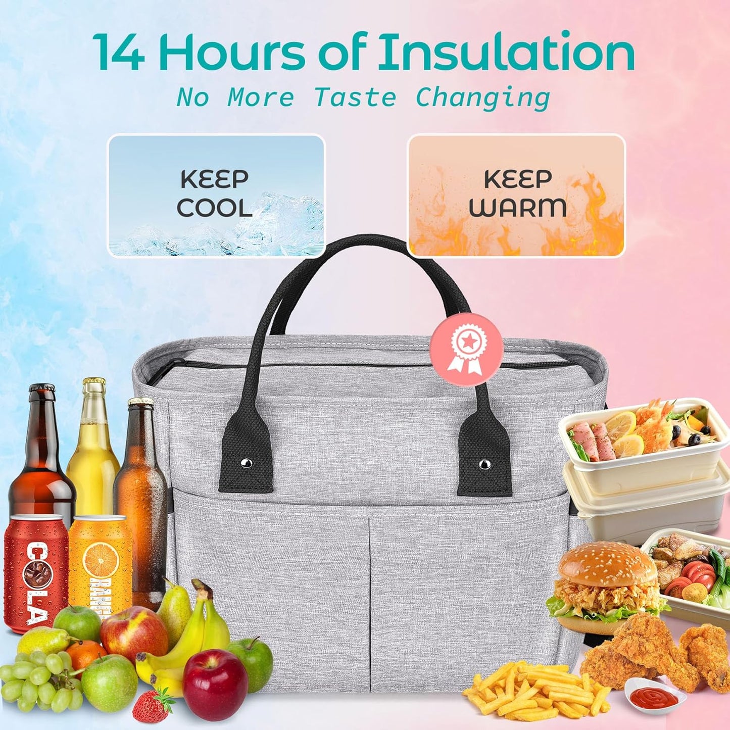 Cute&Classy Roomy Insulated Lunch Bags for Women - Stylish & Functional Large Tote Adult Lunch Box for Working & Picnic