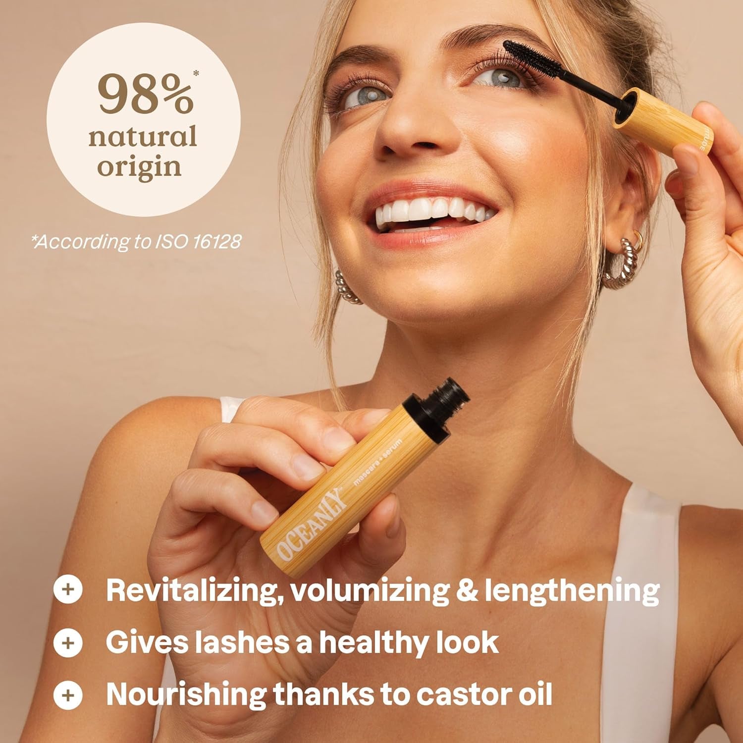 Oceanly Serum Infused Mascara, EWG Verified, Eye Lash Serum, Length + Volume, Vegan Beauty and Makeup, Black, 7 G