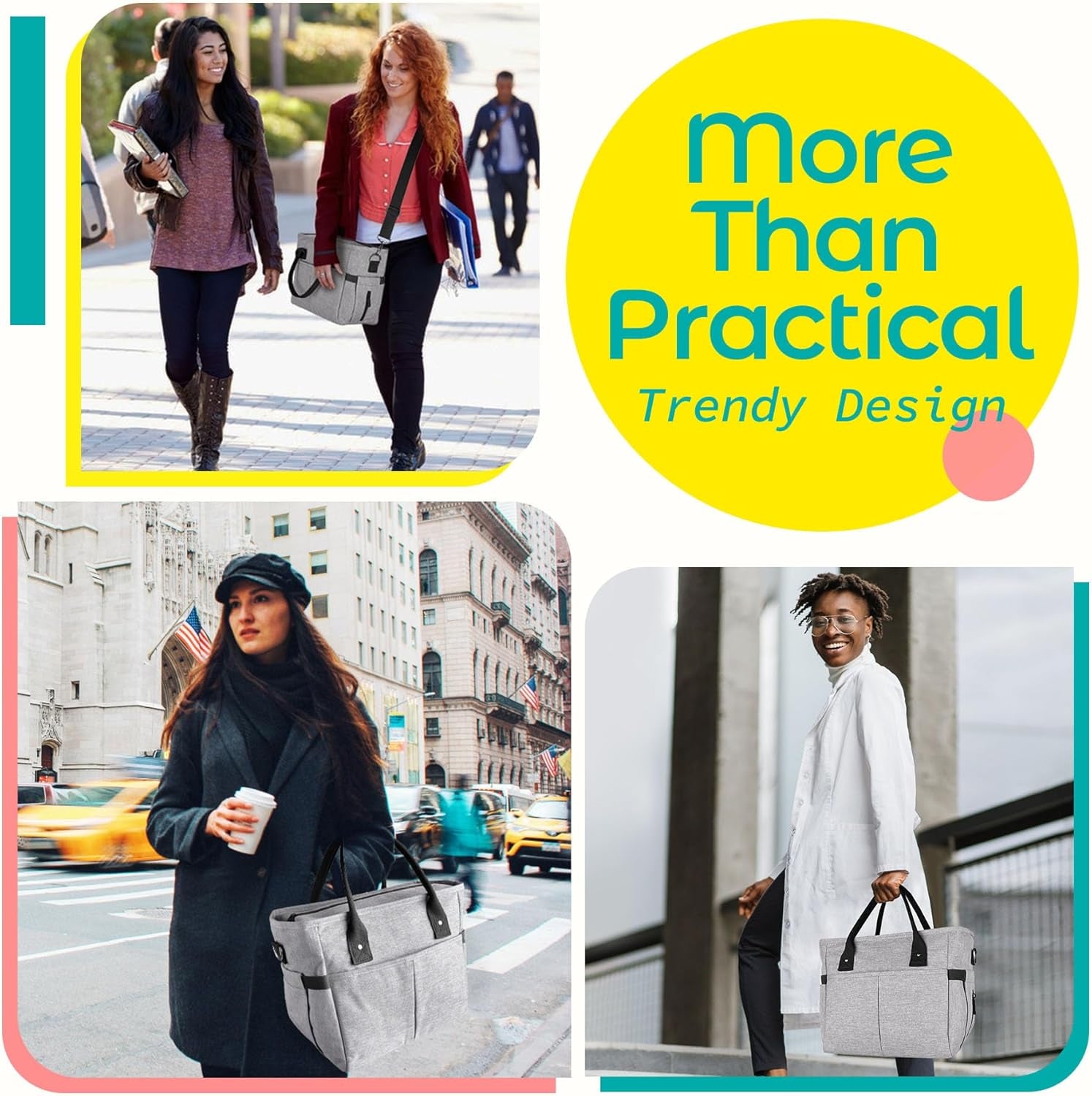 Cute&Classy Roomy Insulated Lunch Bags for Women - Stylish & Functional Large Tote Adult Lunch Box for Working & Picnic